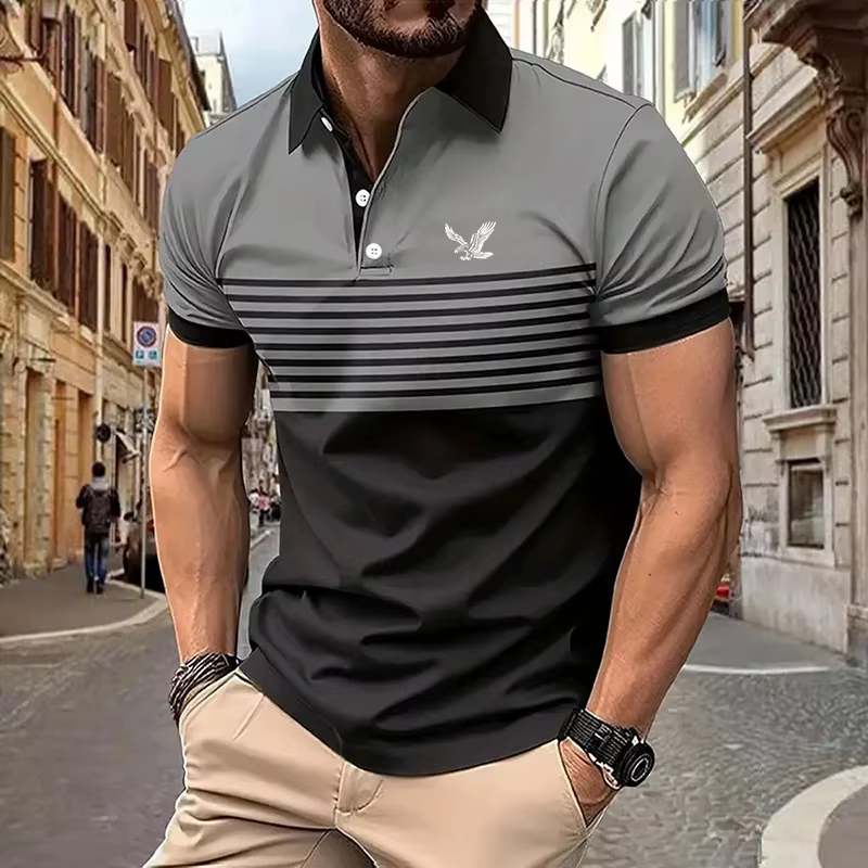 Polo pour hommes chemise de Golf rayé couverture rue décontracté à manches courtes vêtements vêtemen