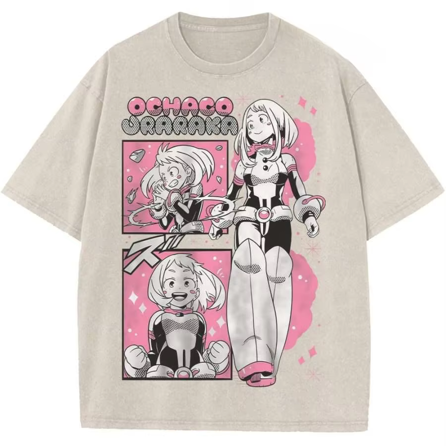 Anime mon héros académique Ochaco Uraraka imprimer T-shirt hommes femmes vêtements surdimensionné T-
