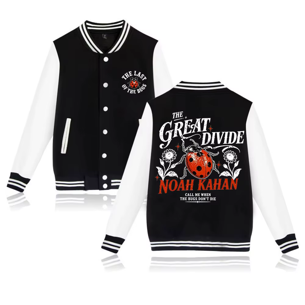 Noah Kahan The Great Divide Tour 2026 Veste de baseball unisexe à imprimé rétro, style streetwear dé