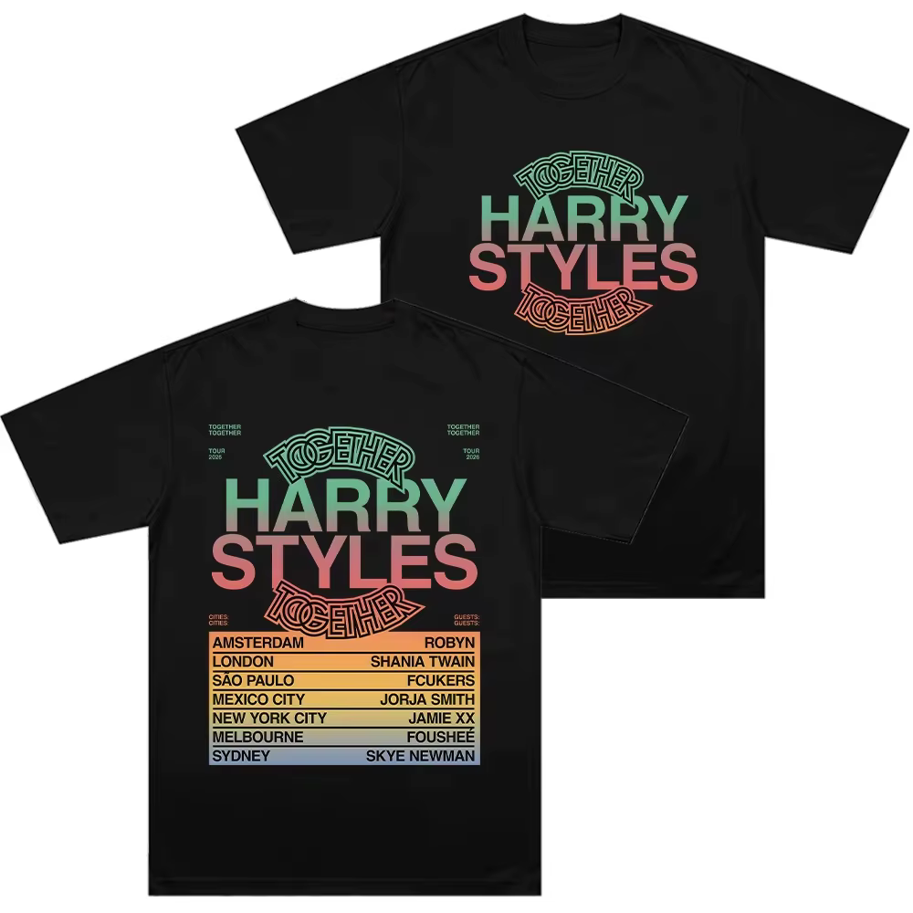 T-shirt Harry Styles Together Tour 2026, col ras du cou, en coton, confortable, à manches courtes, t