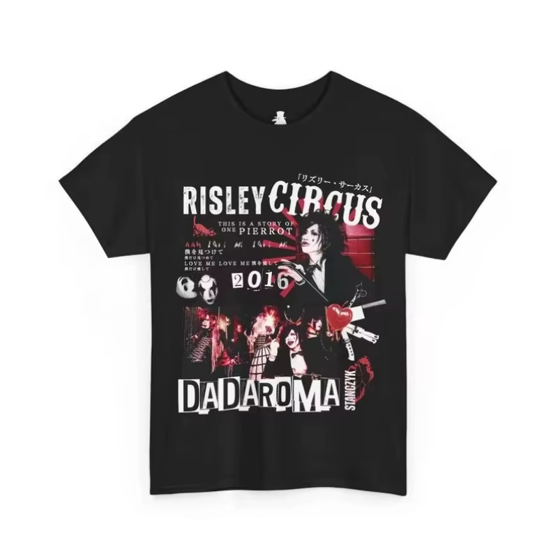 DADAROMA Risley Circus 2016 T-shirt Vintage lavé Visual Kei Streetwear unisexe surdimensionné col ro