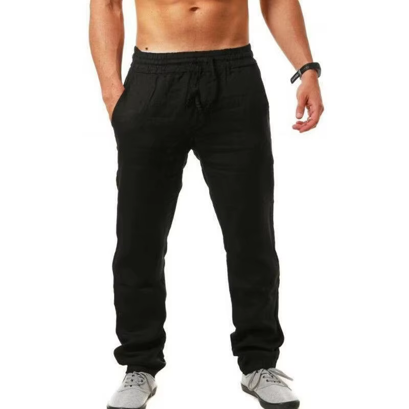 Pantalon baggy homme ropa hombre coton lin pantalons décontractés pantalon respirant Fitness Streetw
