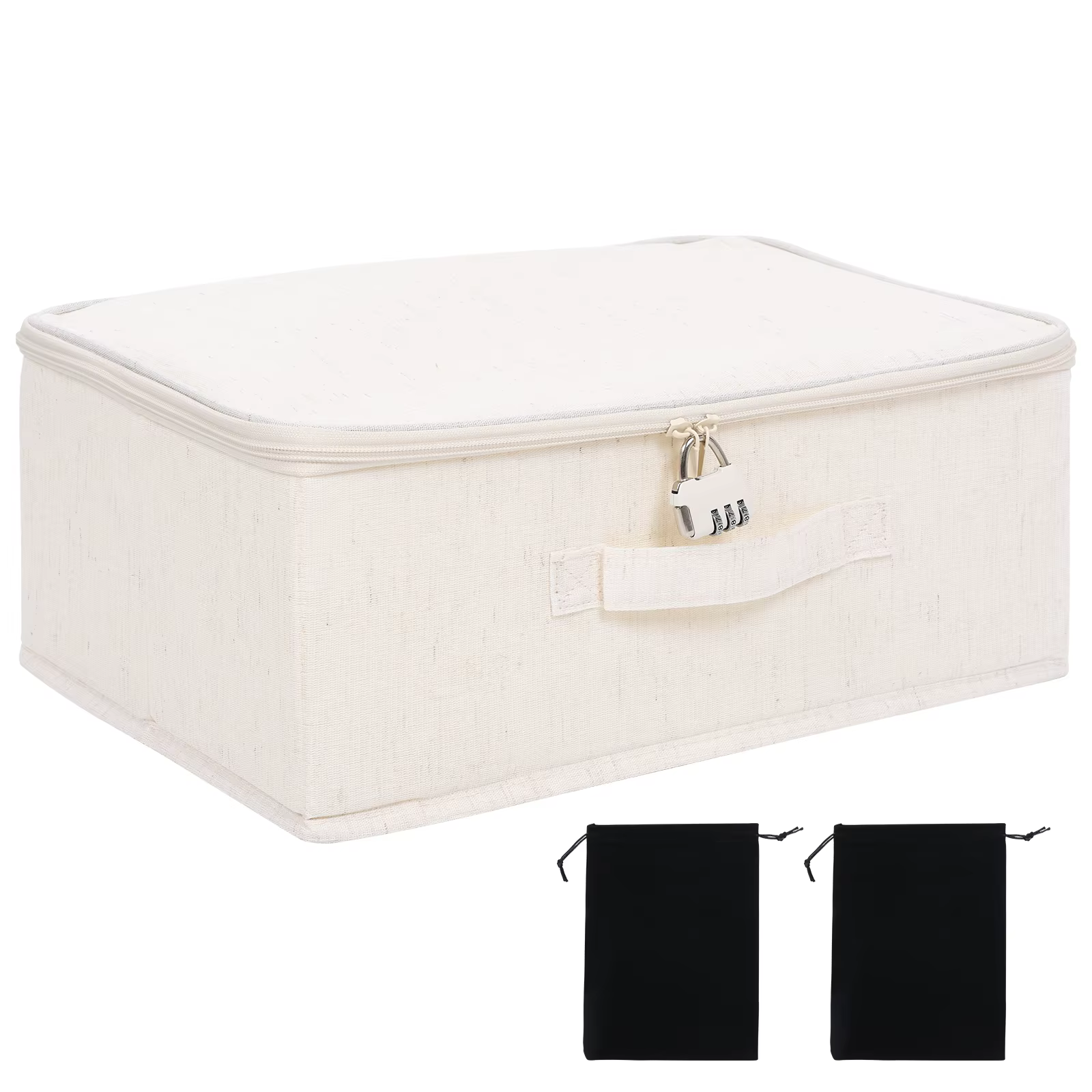 Boîte de rangement verrouillable pour vêtements et jouets, organisateur imperméable en lin grande ca