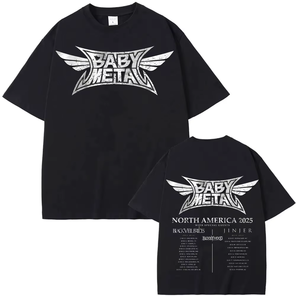 Babymetal amérique du nord Tour 2025 T-shirts Vintage Babymetal japon métal groupe de Rock T-shirts 
