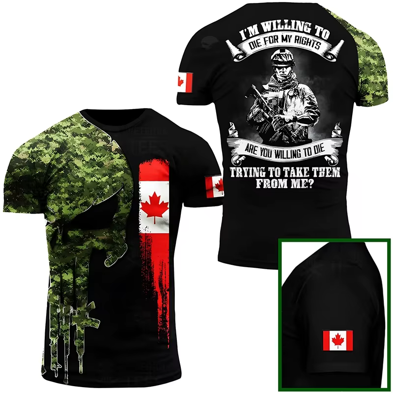 Canada CamSolomon-T-shirt à manches courtes pour homme, imprimé camouflage militaire, vétéran de l'a