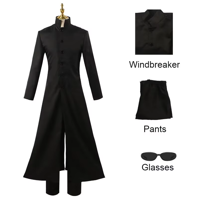 Costume de Cosplay Matrix Neo pour hommes et femmes, film Neo Tralike, manteau noir, uniforme, adult