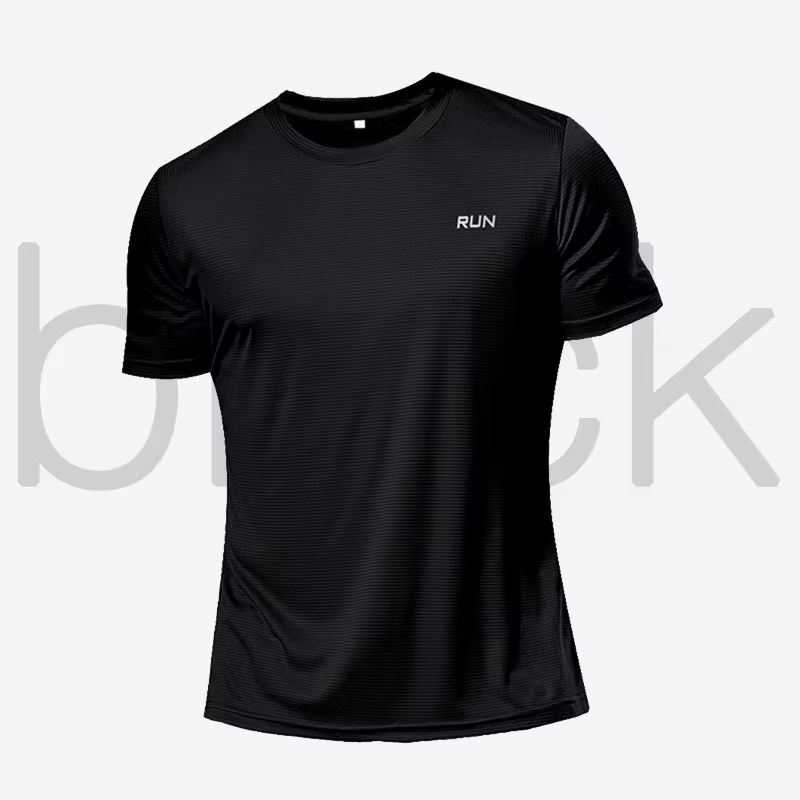T-shirt en polyester à col décontracté pour homme, haut de sport, séchage rapide, vêtements légers, 