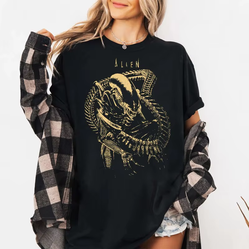 T-shirt Alien Horror, T-shirt pour femme, Merchandise pour fans de films Alien, Nouveau T-shirt déco