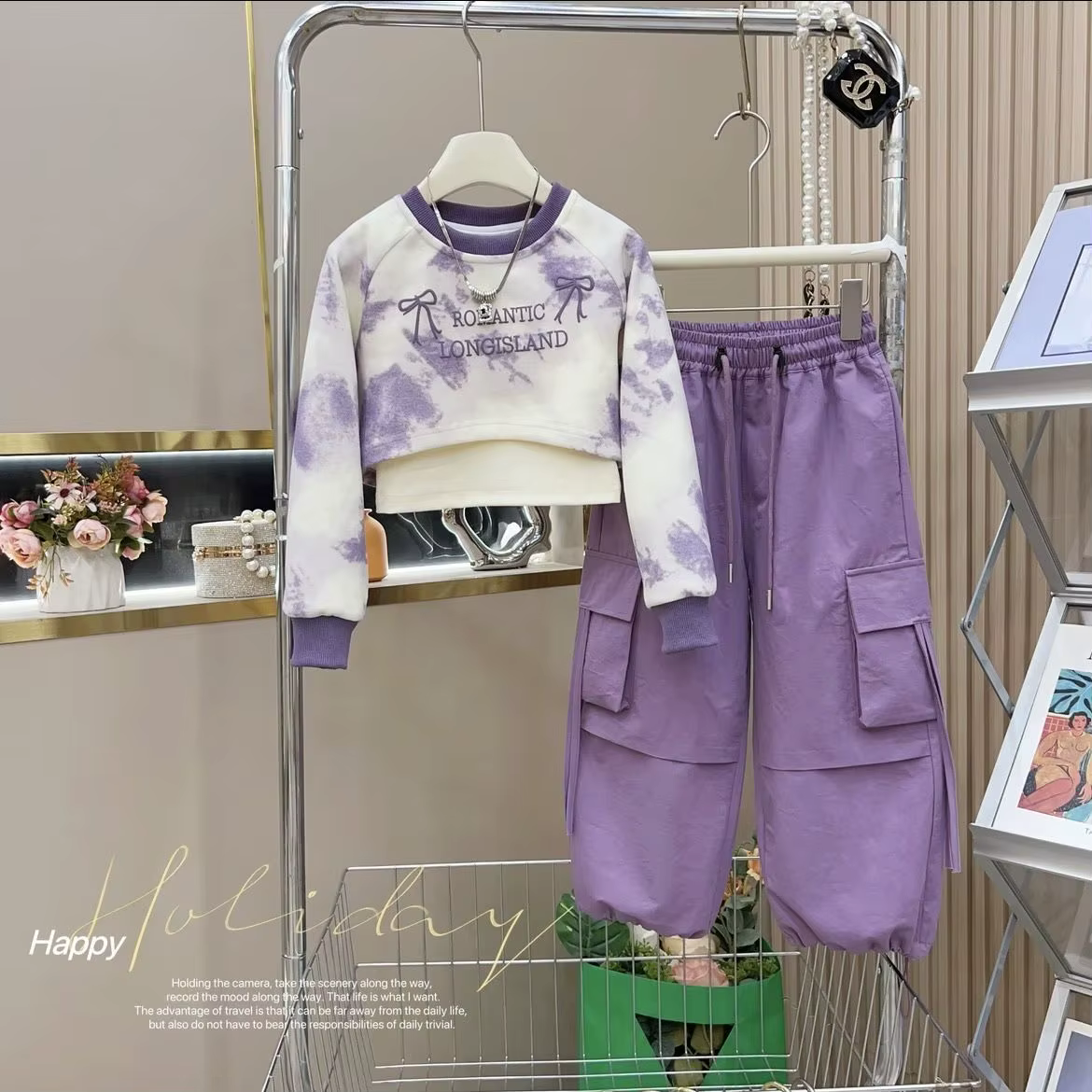 Ensembles de vêtements pour enfants, sweat à capuche + T-shirt + pantalon Cargo imprimé monogramme, 