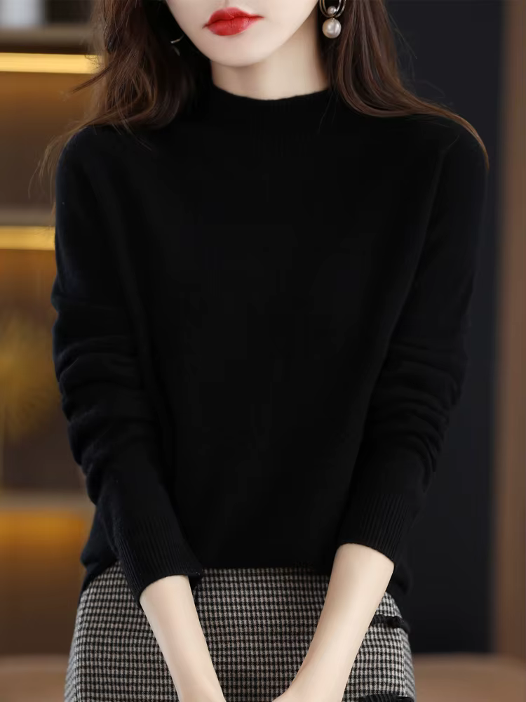 AOSSVIAO 2026 Automne Hiver Pull Col Montant Uni pour Femme, Tricot Décontracté, Vêtements Féminins,