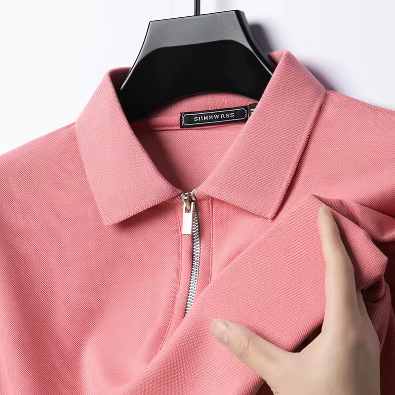 Polo d'été décontracté pour hommes, coupe cintrée, couleur unie, t-shirt respirant, demi-fermeture é