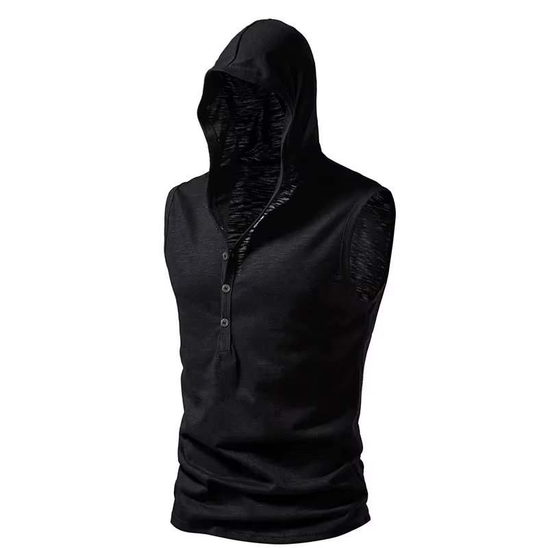 Coton hommes vêtements de sport hommes casual basique à capuche débardeur à capuche sans manches gil