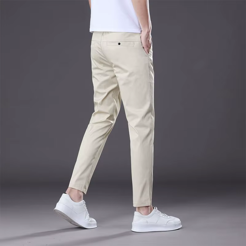 2025 nouveau été cheville longueur pantalon hommes coupe droite mode mince marque vêtements couleur 