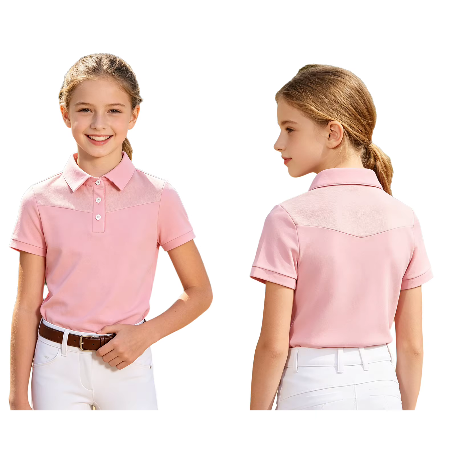 Chemises de sport pour filles, manches longues, boutons, couleur contrastée, vêtements d'équitation,