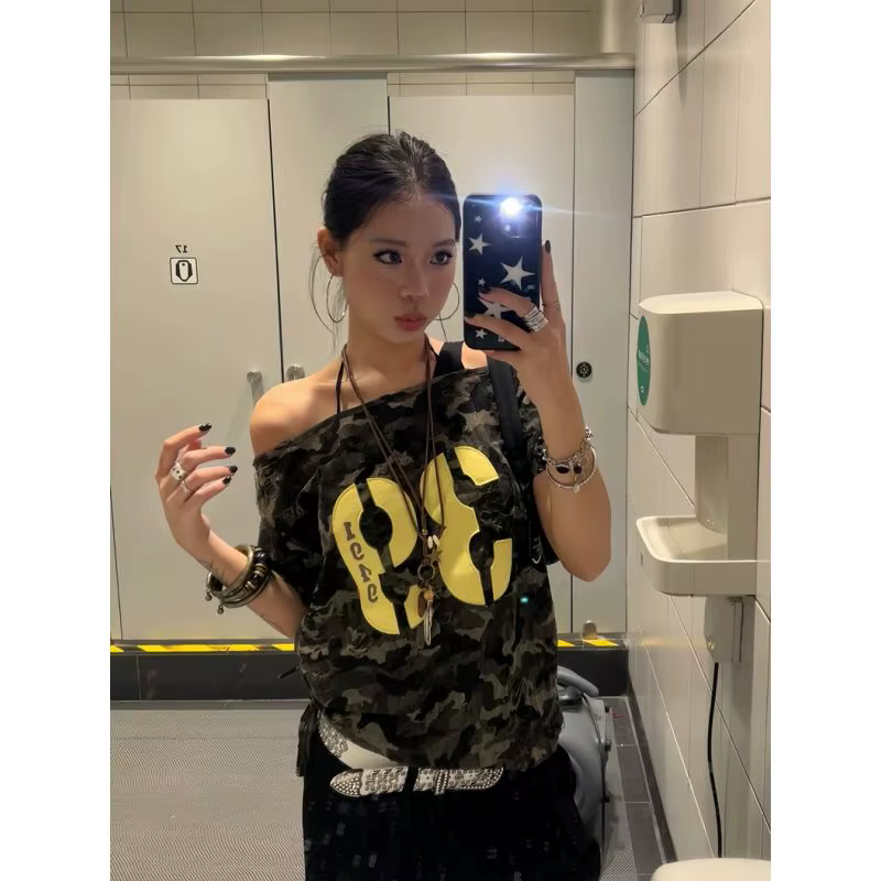 2025 Femmes Vêtements Y2k T-shirts Mode D'été Camisetas Récolte Hauts Ropa Mujer Hors Épaule T-shirt