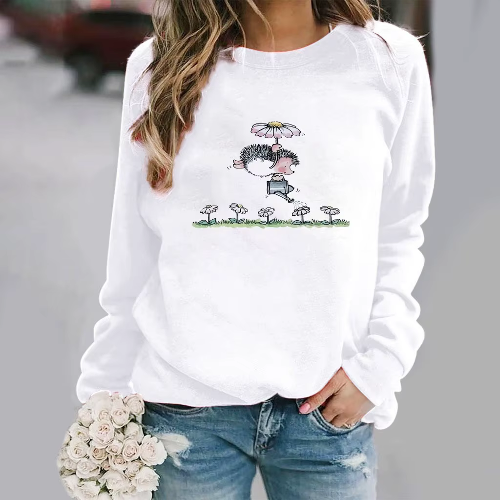 Sweat à capuche imprimé à manches longues pour femmes, sous-vêtement Kasgehog, sweat-shirt de style,
