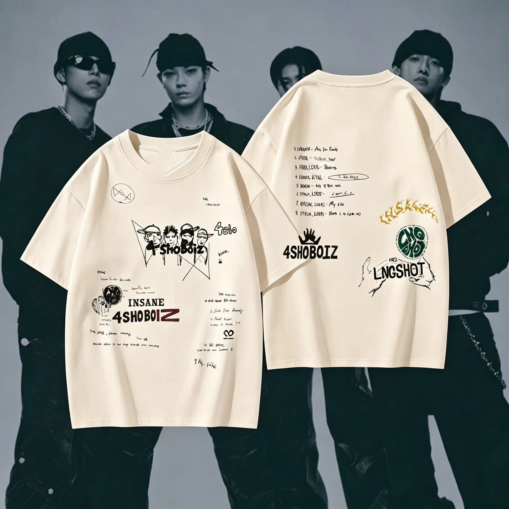 LNGSHOT K-pop Boy Group Casual Clothing & SHOTTIES Concert T-shirt 2026 Summer Men Women Cotton Y2K 