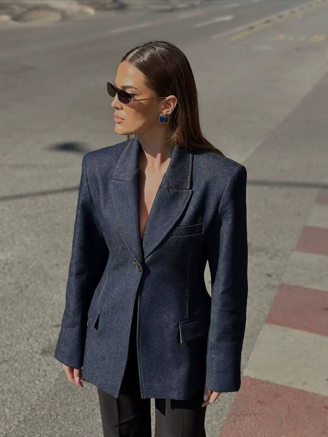 Manteau blazer à la taille pour femme, élégant, un bouton, col en v, vestes solides, nouvelle collec