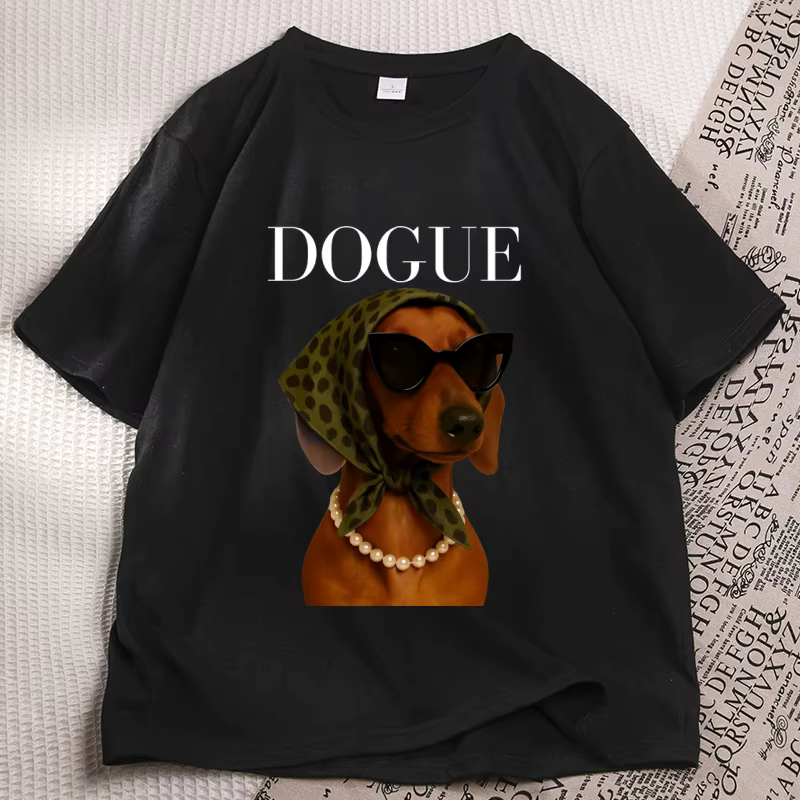 T-shirt drôle pour femme avec motif Teckel, T-shirt décontracté à col rond imprimé pour maman de chi
