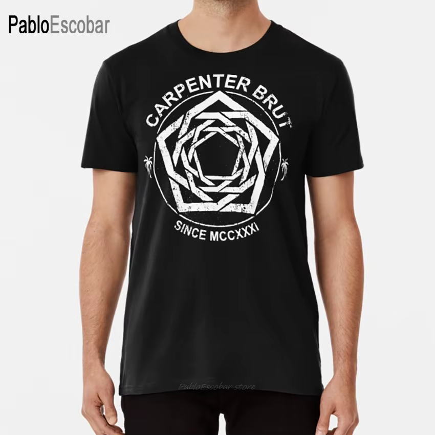 T-shirt charpentier Brut (Wei?) pour hommes, en coton, synthwave, de marque, été