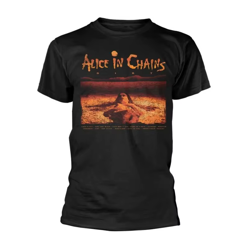 T-shirt Alice in Chains Dirt Album, T-shirt Grunge Rock avec imprimé classique de figurines du déser