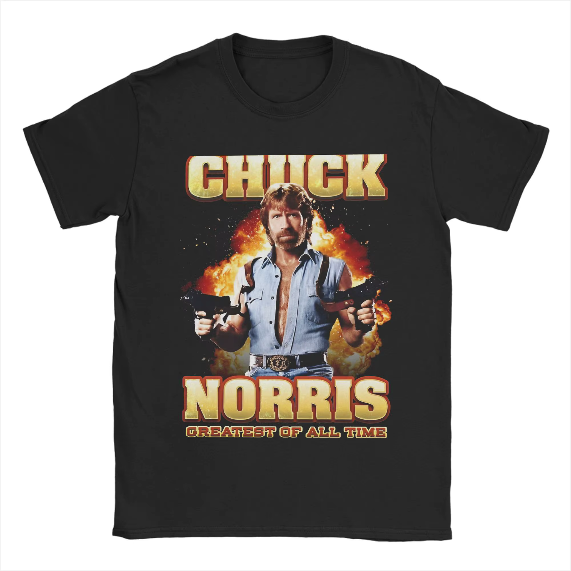 Hommes femmes imprimé Chuck Norris plus grand de tous les temps t-shirt pur coton T-shirts vêtements