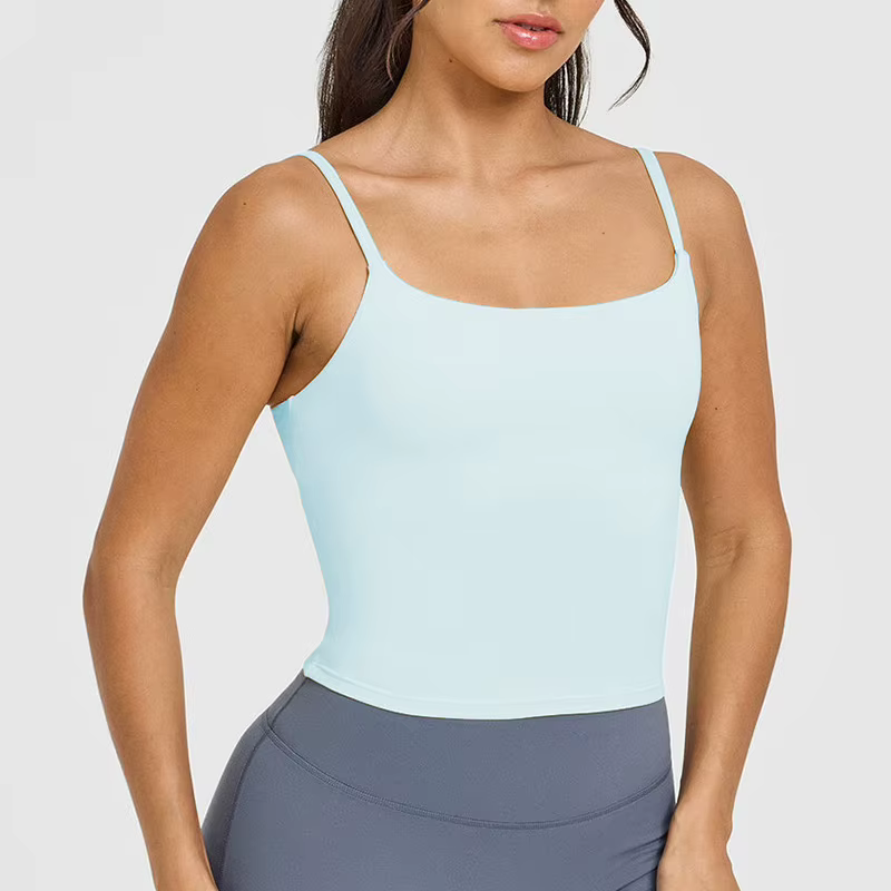 Débardeur de sport pour femme – Soutien-gorge intégré avec coussinets, bretelles dos nu, idéal pour 