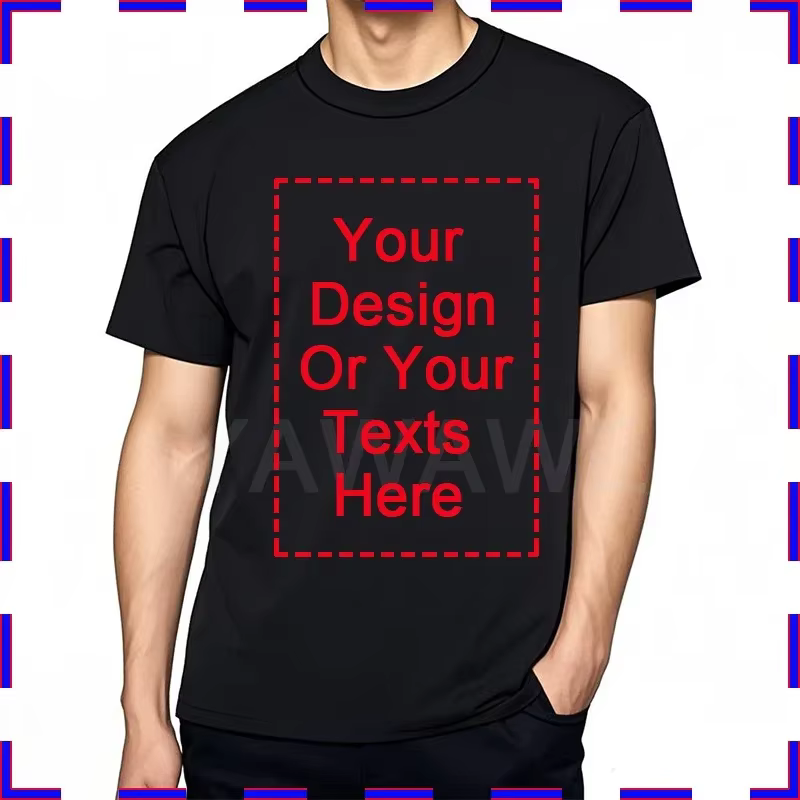 T-shirt personnalisé pour hommes, votre design ici, en coton noir, haut tendance pour l'été, cadeau 