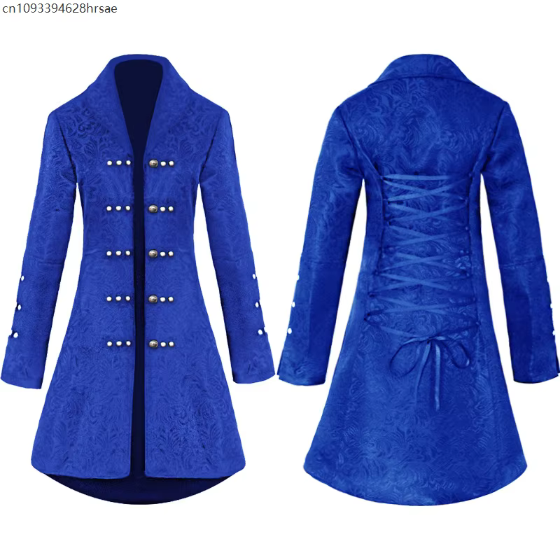 Manteau long jacquard pour femme, vêtements vintage médiévaux