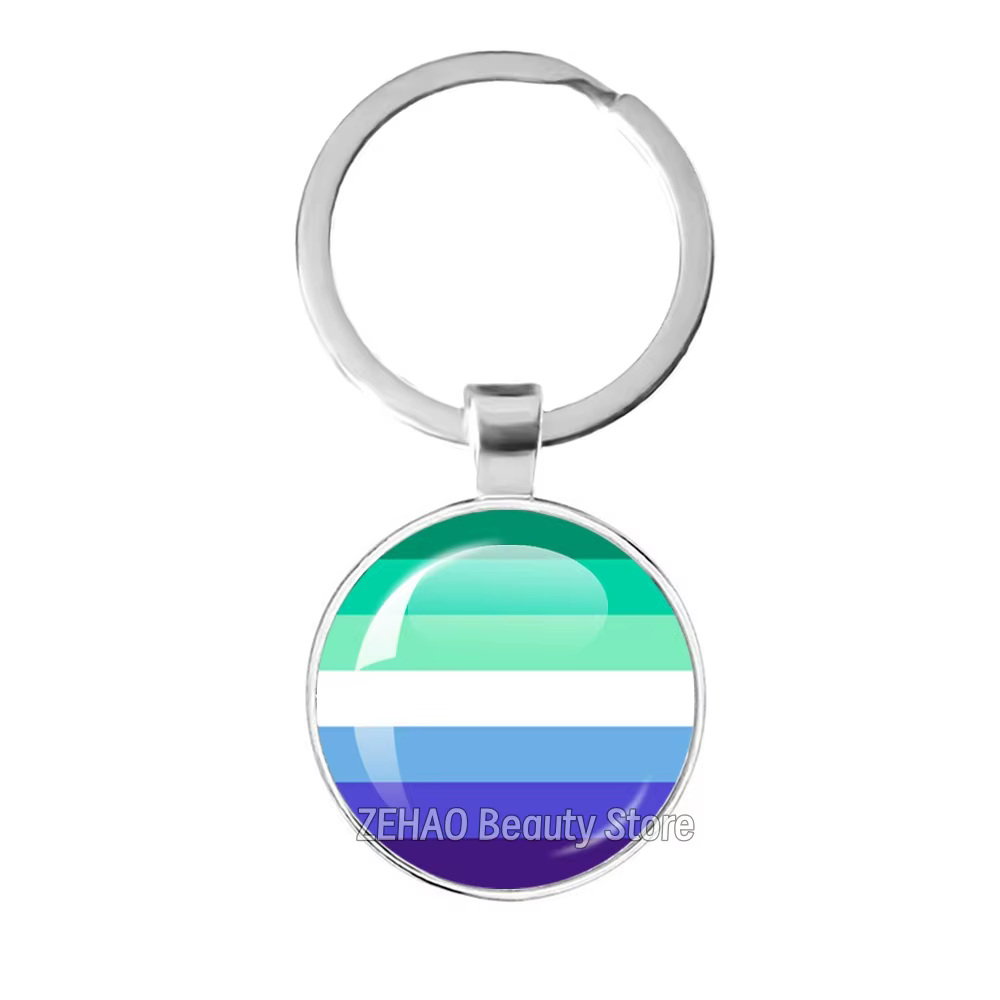 Porte-clés drapeau de la fierté gay MLM, accessoire de bijouterie, porte-clés rond de 25mm, accessoi