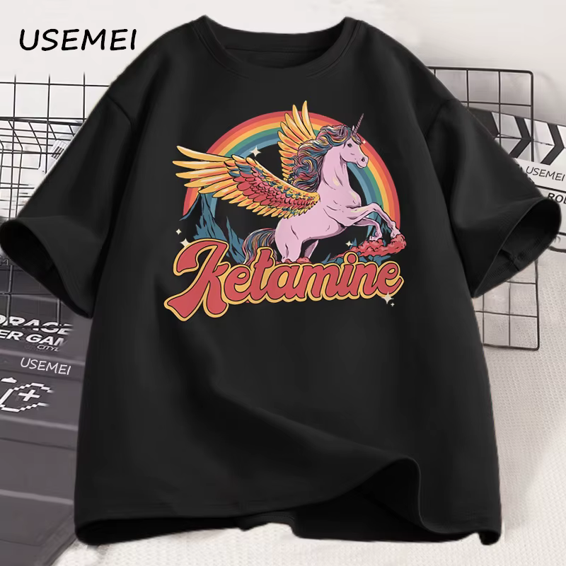 Drôle arc-en-ciel cheval T-Shirt décontracté coton à manches courtes Humor T-Shirt homme T-Shirt col