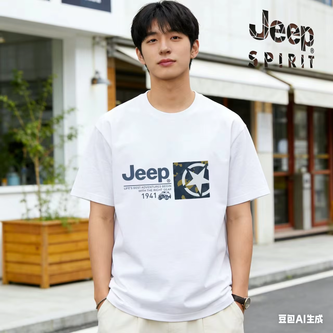 T-shirt d'été pour homme JEEP. T-shirt décontracté pour homme en coton 100% de haute qualité, col ro