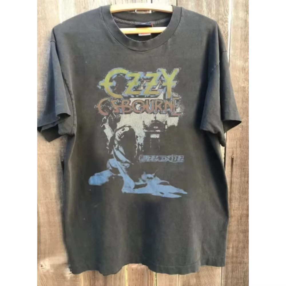 Chemise Skull Ozzy Osbourne, chemise marron graphique rare pour hommes et femmes, t-shirt en coton i