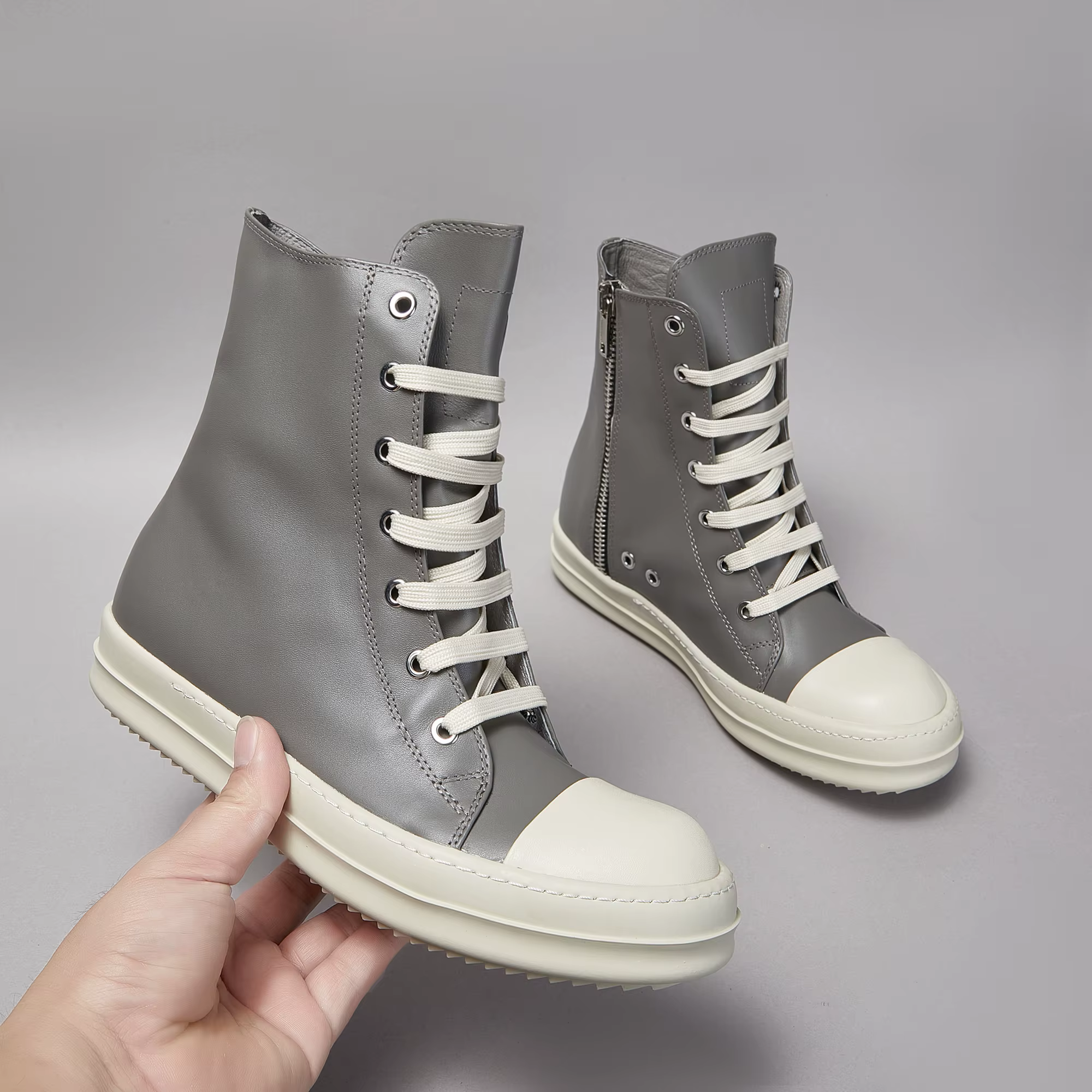 Chaussures décontractées à lacets hauts pour hommes et femmes, designer de luxe, semelle optique zip