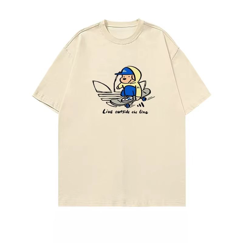 T-shirt à manches courtes avec illustration de skateboard pour jeunes, pour hommes et femmes, un hau