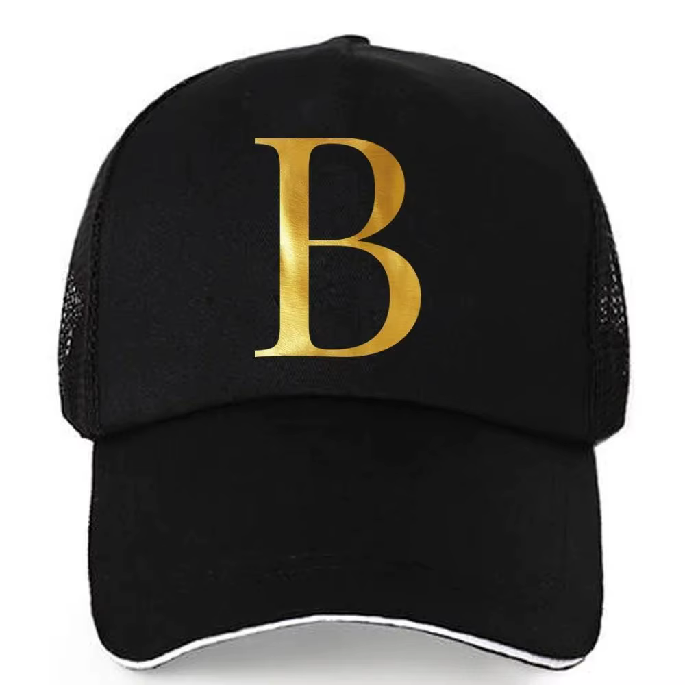 Casquette de baseball Hip-Hop AmaBe 1 pièce avec impression de lettres dorées, fermeture à crochet e