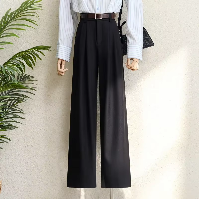 Costume bordeaux pour femmes, pantalon de bureau élégant, taille haute, jambes larges, à la mode, av