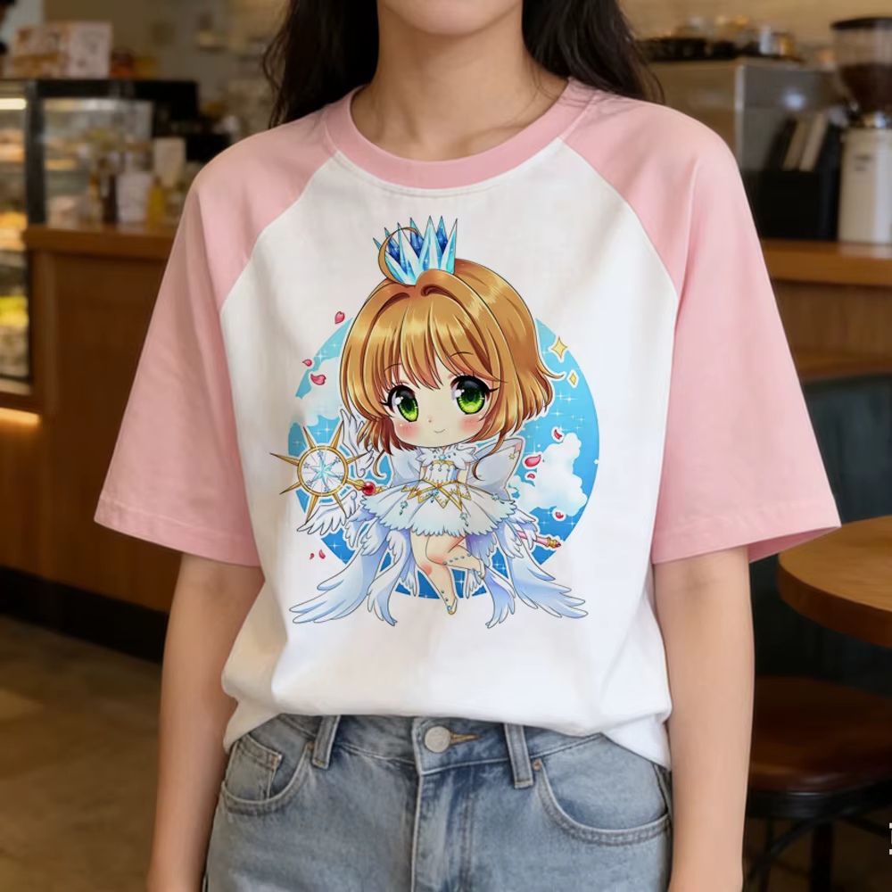 Sakura Vard Captor – t-shirt shoujo manga streetwear, chemise dollette, style cutecore, psychédéliqu