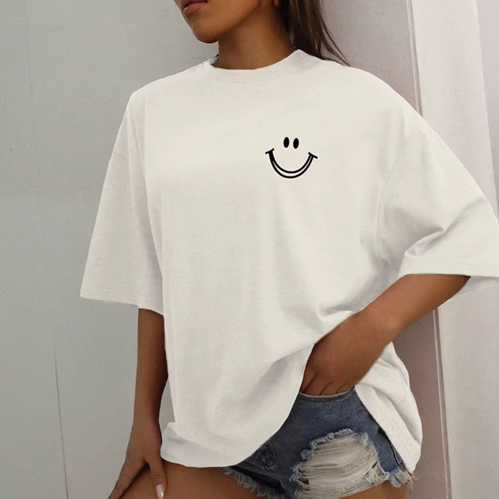 Happy Expression imprimé femmes coton à manches courtes rue Hip Hop t-shirt vêtements tout mathémati