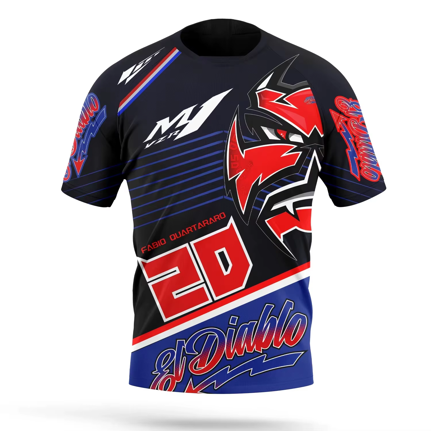 T-shirt pour fans de Fabio Quartararo 20, El Diablo Moto Rider, t-shirt graphique imprimé en 3D, uni