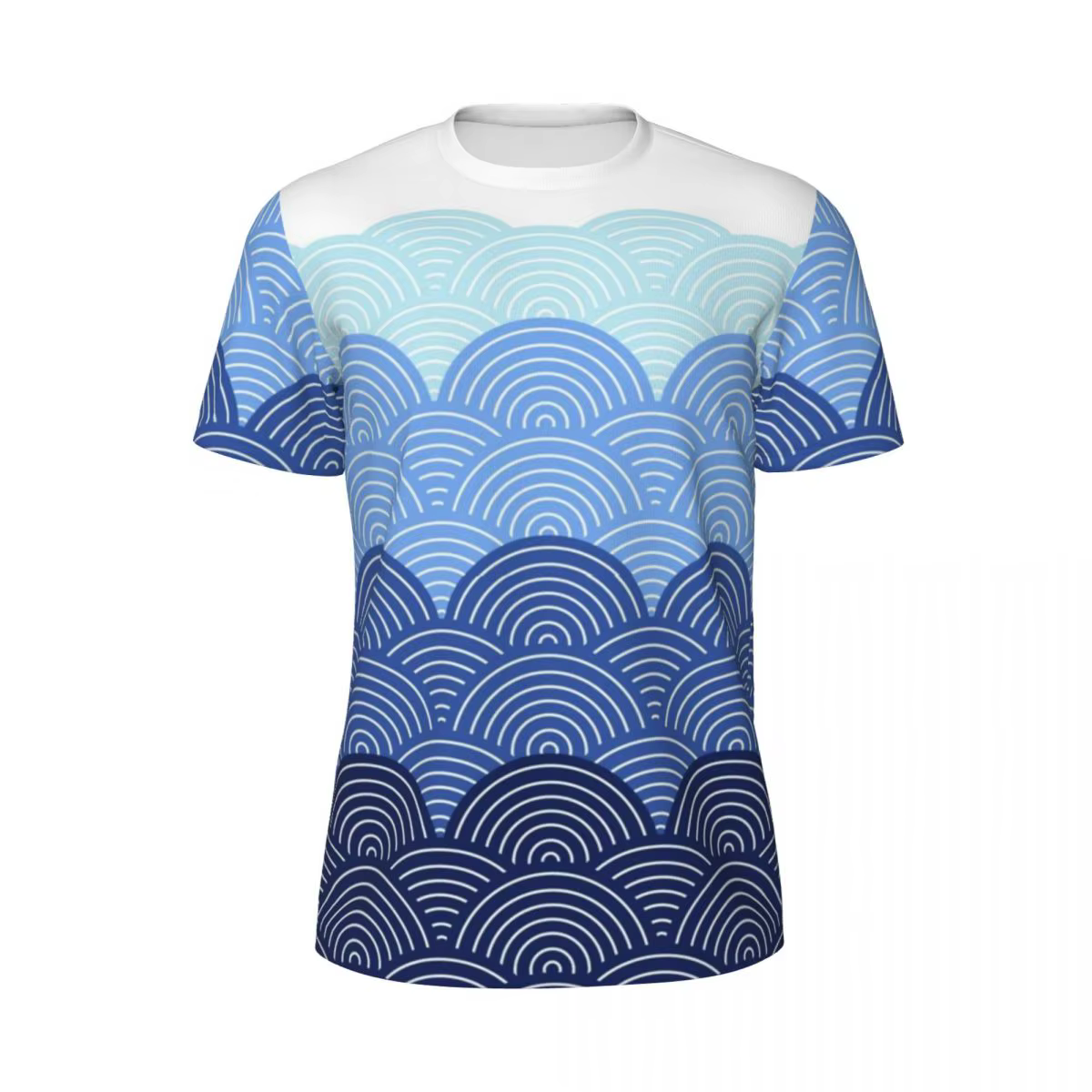 T-Shirt de sport pour hommes japonais Seigaiha imprimé T-Shirts Hippie vagues bleues plage T-Shirt c
