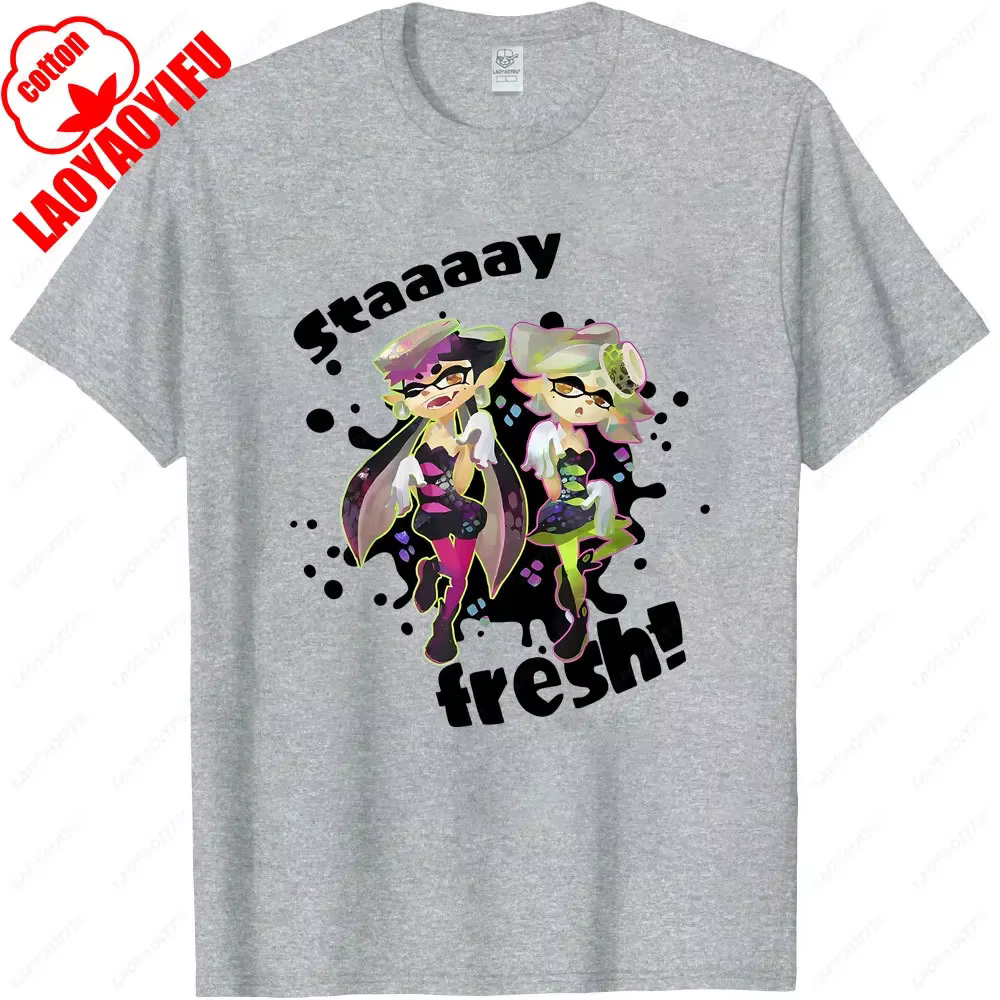 Splatoon Squid Sisters Stay Fresh T-shirt graphique été t-shirt décontracté unisexe Anime hauts de j