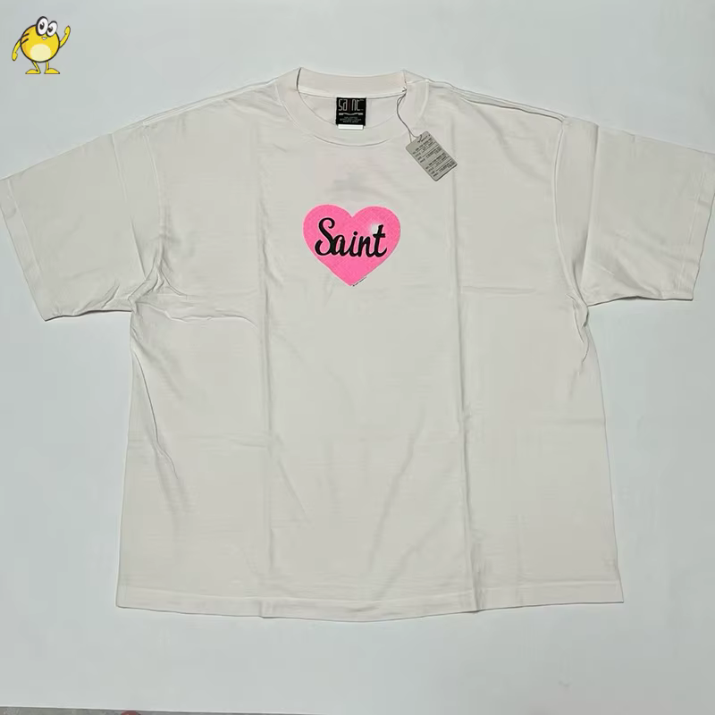 T-shirt Rétro Saint de Bonne Qualité pour Homme et Femme, Effet Délavé, Impression Vieillie, Manches