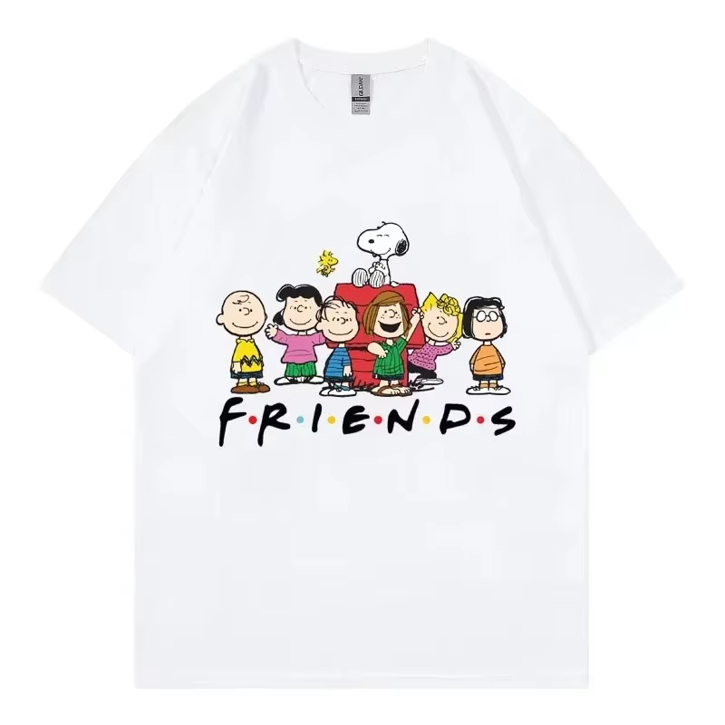 T-shirt Snoopy Friends Cartoon Anime pour femmes et enfants, t-shirt d'été à manches courtes 100% co