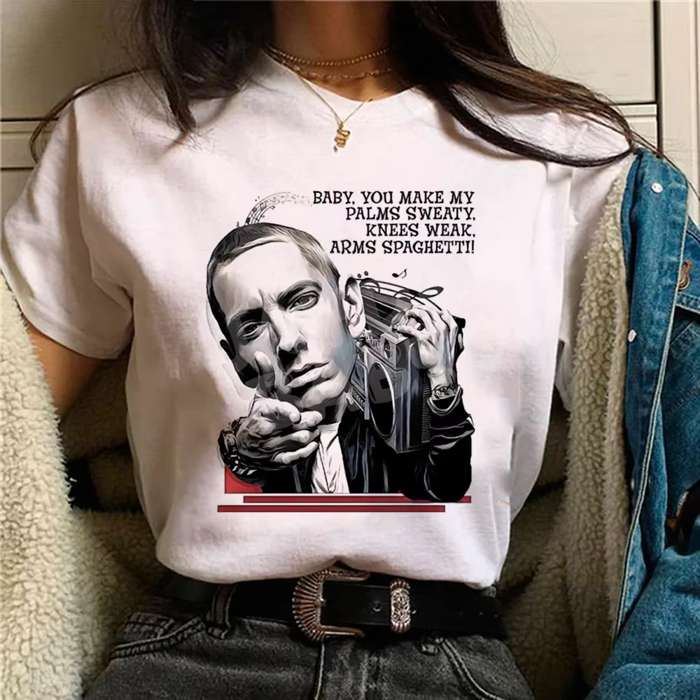 T-shirt femme graphique, streetwear, humoristique, japonais, Eminem, 600