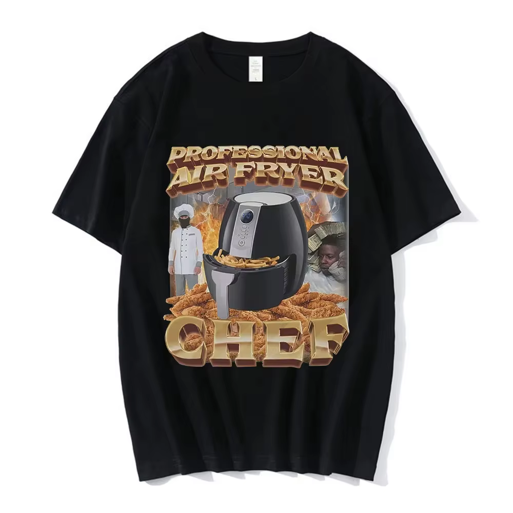 T-shirts graphiques Meme Chef Friteuse à Air Professionnelle pour Hommes et Femmes, T-shirts Hip Hop
