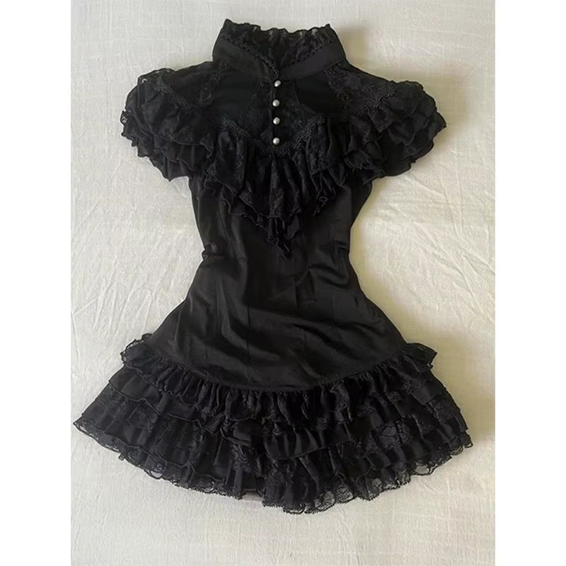 Ensemble jupe et haut pour femme, noir, 2 pièces, tunique à col montant, hauts patchwork, mini-jupes