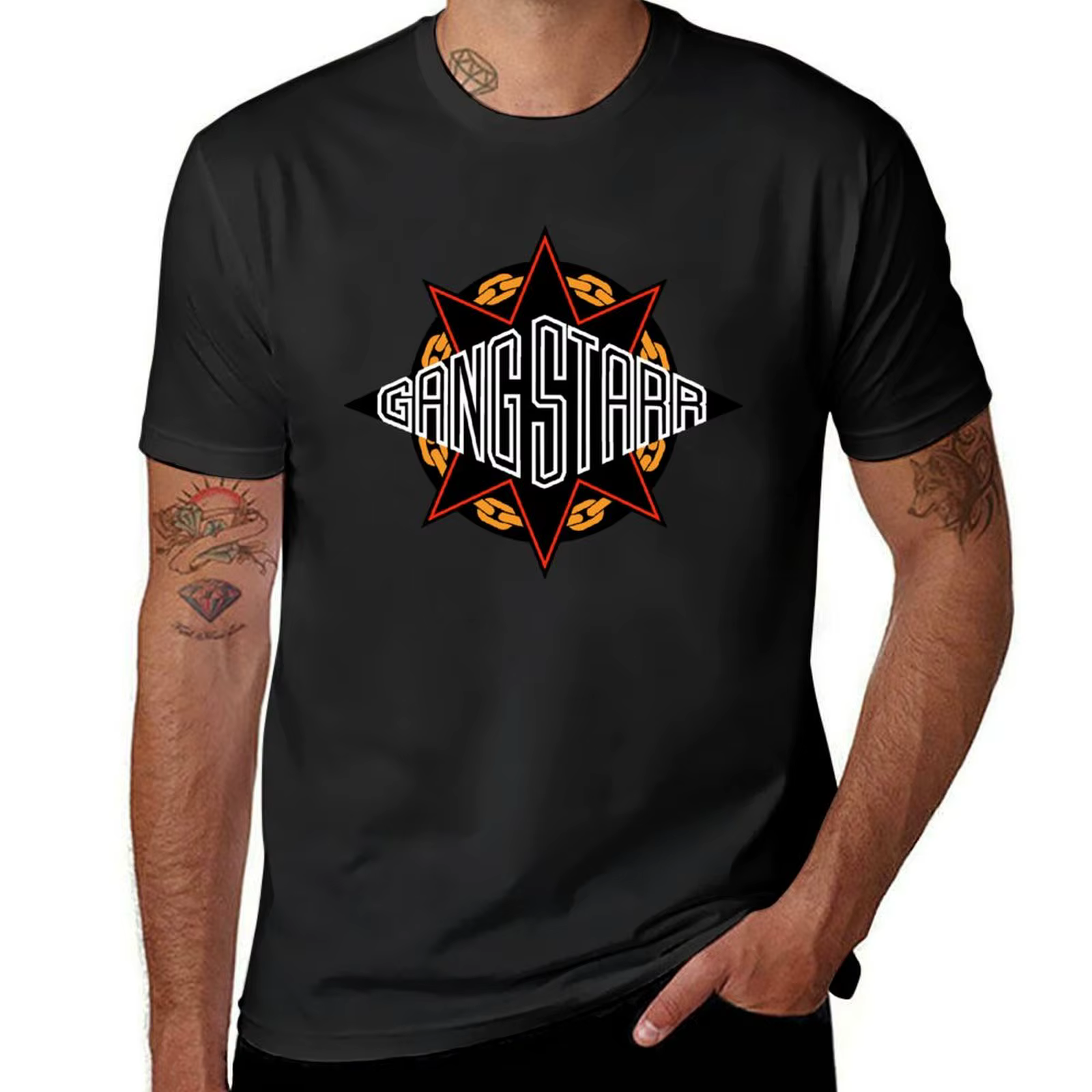Gangstarr Logo T-Shirt Classique pour Fans de dehors, Blancs Vêtements pour Homme