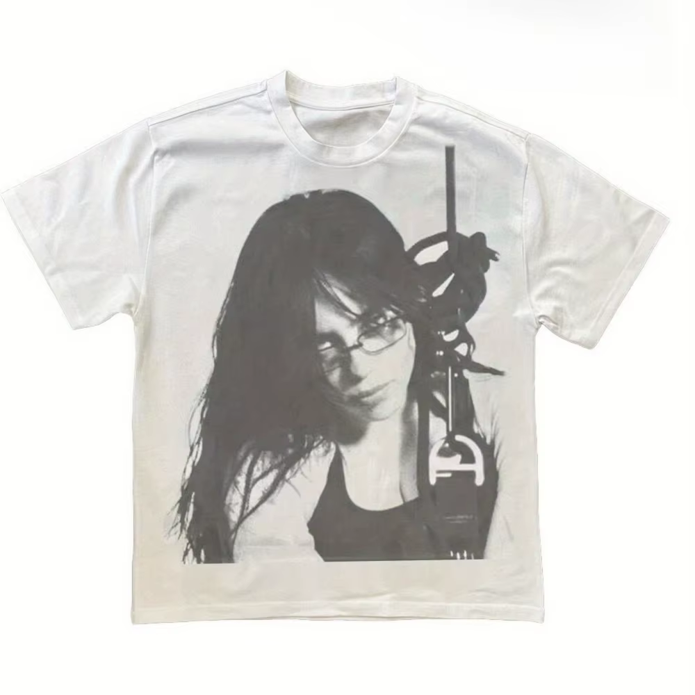 T-shirt graphique rétro Billie E pour homme, chemise blanche mettant en valeur la célèbre image de B
