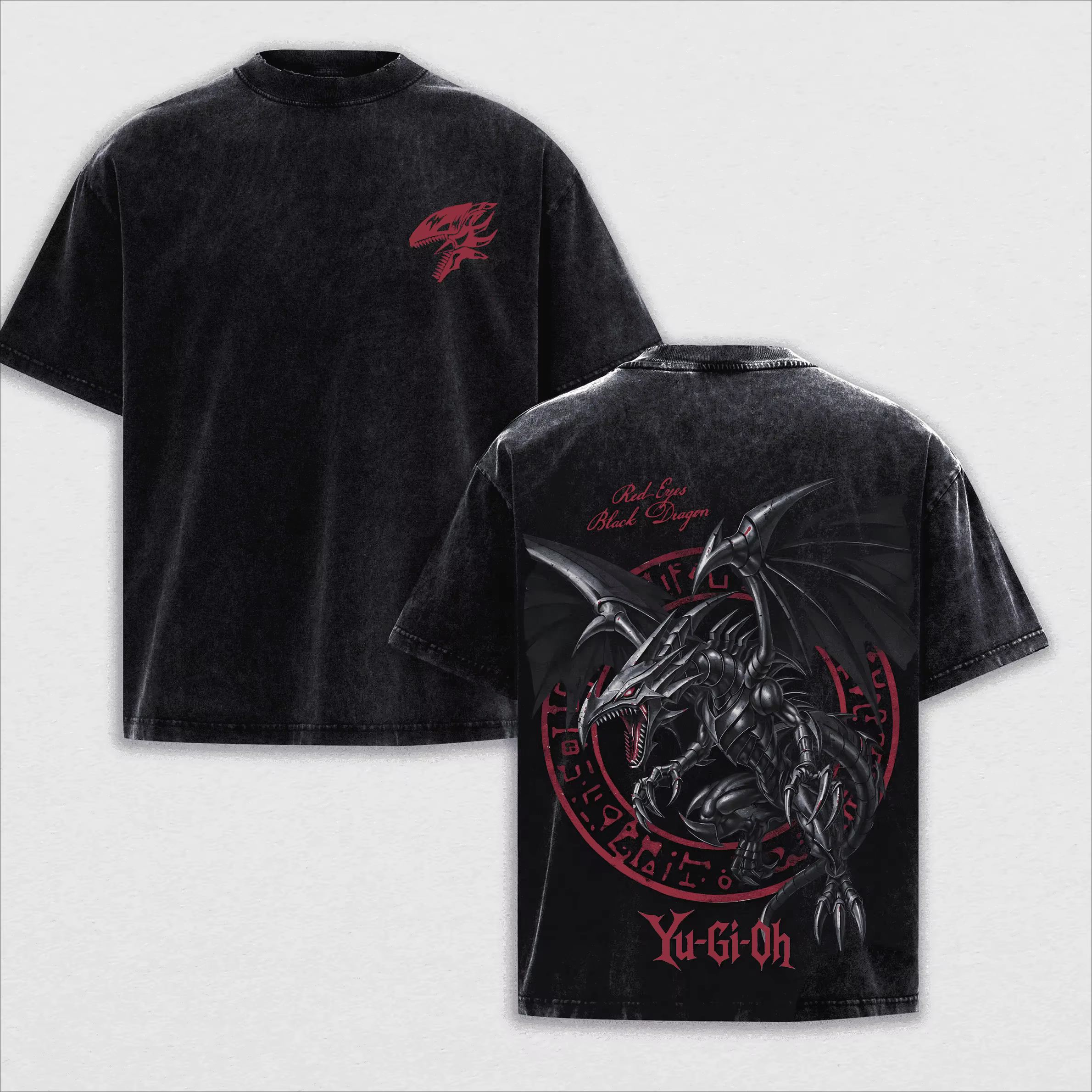 Yu-Gi-Oh! T-shirt Anime pour hommes, style gothique Y2k, vintage, délavé, surdimensionné, de haute q
